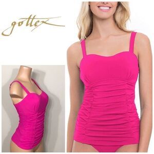 New. Pink Gottex ruched tankini top. 32D. New